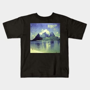 Bora Bora painting, Vincent van Gogh style, oil on canvas Kids T-Shirt